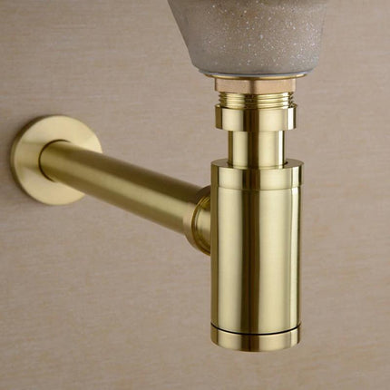 Bathroom Sink Drain Kit with Bottle Trap, Brass Pop Up Sink Stopper, Electroplated Bathroom Drain in Round Style