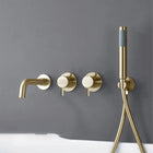 Wall Mounted Bathtub Faucet, Two Handle Tub Faucet with Long Spout – image 10