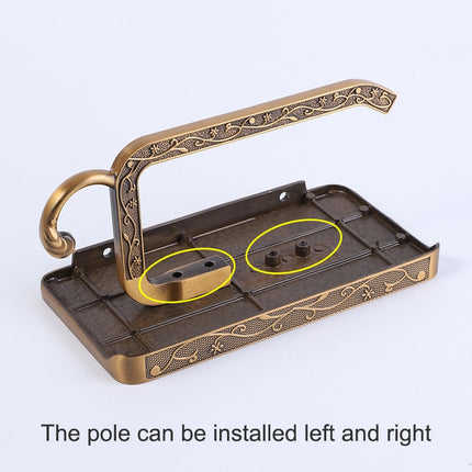 Wall Mounted Toilet Paper Holder with Shelf, Carved Antique Bronze Toilet Paper Holder with Phone Shelf for – image 3