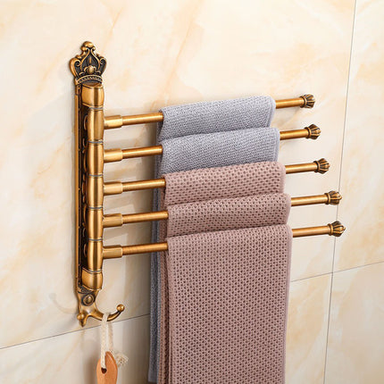 Towel Rack for Bathroom, Swivel Arm Towel Rack with Hook, Towel Holder Wall Mounted with 2 to 5 Swivel Bars