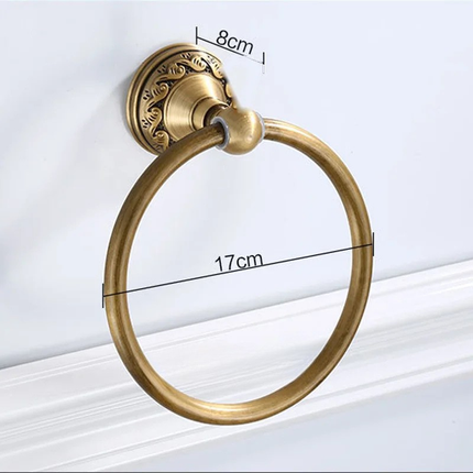 Bathroom Towel Ring, Wall Mounted Towel Holder in Antique Brass – image 4