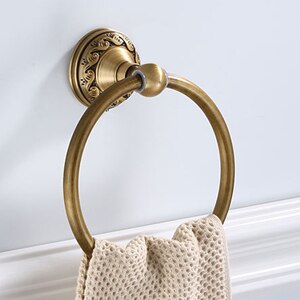 Bathroom Towel Ring, Wall Mounted Towel Holder in Antique Brass, Round Hand Towel Holder, Bathroom Accessories