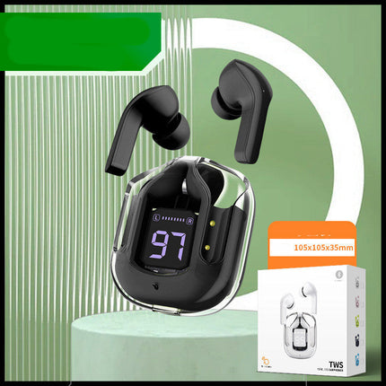 Mini Transparent Wireless Bluetooth Headset with LED Power Display | Noise Reduction for Ultimate Music Freedom