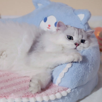 Cozy Bear Style Pet Nest with High Back Support | Winter Cat Bed for Ultimate Comfort and Warmth