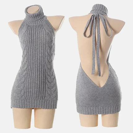 Womens Sweaters, Off Shoulder Sweater, Backless Sleeveless Sweater, Sexy Off the Shoulder Top in Mini Length