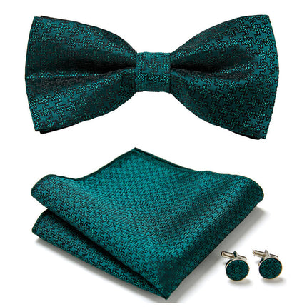 Bow Tie Set with Pocket Square and Cufflinks, Printed Polyester Neckwear and Suit Accessories – image 21