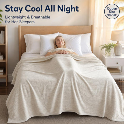 Cool Comfort | Queen Size Cooling Blanket with Q-Max >0.4 Fabric | Lightweight Summer Blanket for Hot Sleepers