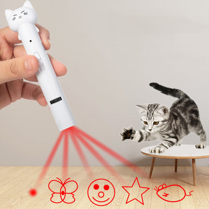 USB Charging Cat Laser Toy with Three Light Modes | Interactive Play for Cats with Feather Stick