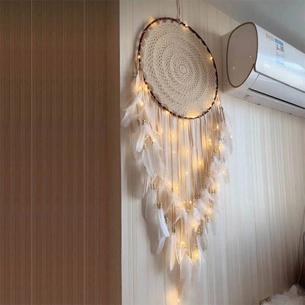 Nordic Style Dreamcatcher Wall Hanging with Feathers & Iron Ring | Elegant Decor for Girls' Room Serenity