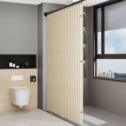 Magnetic Shower Curtain with Weighted Hem, Accordion Waterproof Shower Curtain, Bathroom Curtain for Walk In Shower