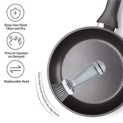 Dish Scrub Brush with Soap Dispenser for Effortless Cleaning | Ergonomic Design for Non-Stick Cookware