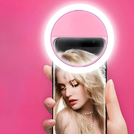 Clip-On Selfie Ring Light with Adjustable Brightness | Portable Lighting for Perfect Photos and Videos