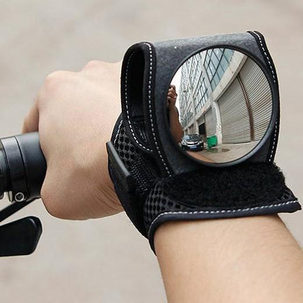 Bike Mirror for Wrist, Bicycle Rear View Mirror with Adjustable Strap and Key Pocket, Bike Accessories for Cycling