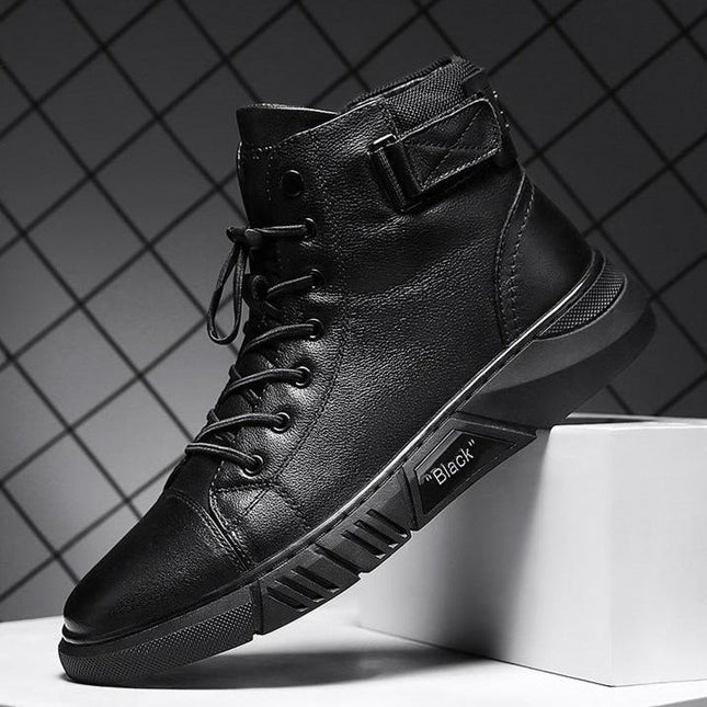Black Boots for Men, Mens Leather Boots with Cushioned Insole – image 6