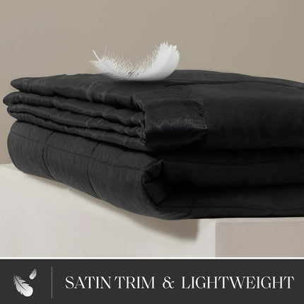 Windom Collection | Down Alternative Blanket with Moisture-Wicking Treatment | Lightweight & Soft Bed Cover for All Seasons, Satin Trim