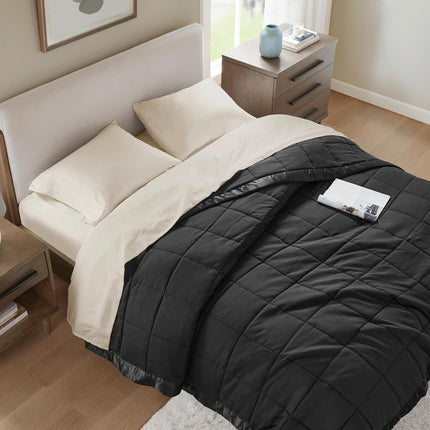 Windom Collection | Down Alternative Blanket with Moisture-Wicking Treatment | Lightweight & Soft Bed Cover for All Seasons, Satin Trim