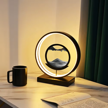 Dimmable Horizon Lamp with LED Light Ring | Mesmerizing Sand Cascade for Tranquil Ambiance