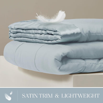 Windom Collection | Down Alternative Blanket with Moisture-Wicking Treatment | Lightweight & Soft Bed Cover for All Seasons, Satin Trim