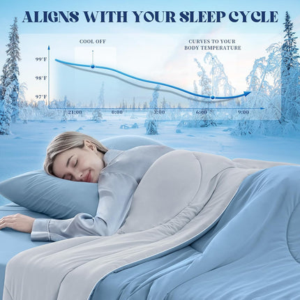 Cooling Comforter | Double-Sided Cooling Blanket for Hot Sleepers | Breathable Ice Fabric for Ultimate Comfort