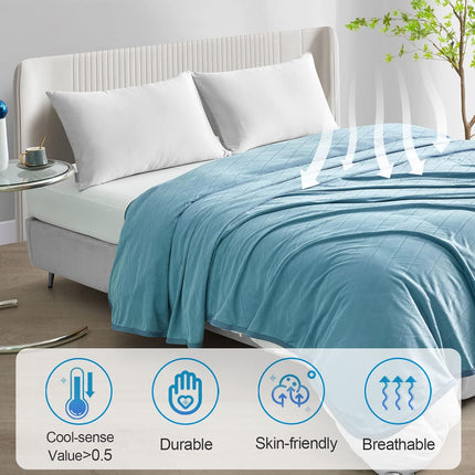 Cool Comfort | Direct Cooling Throw Blanket for Hot Sleepers with Double-Sided Cold Effect | Lightweight & Breathable Summer Blanket for Night Sweats