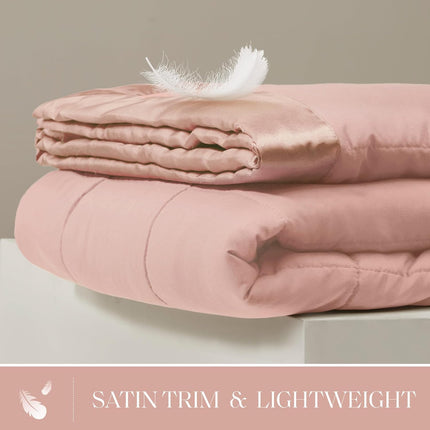 Windom Collection | Down Alternative Blanket with Moisture-Wicking Treatment | Lightweight & Soft Bed Cover for All Seasons, Satin Trim