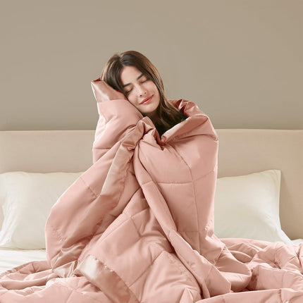 Windom Collection | Down Alternative Blanket with Moisture-Wicking Treatment | Lightweight & Soft Bed Cover for All Seasons, Satin Trim