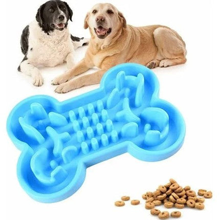 Slow Feeder Pet Bowl with Bone Puzzle Design | Silicone Dish for Healthy Eating Habits