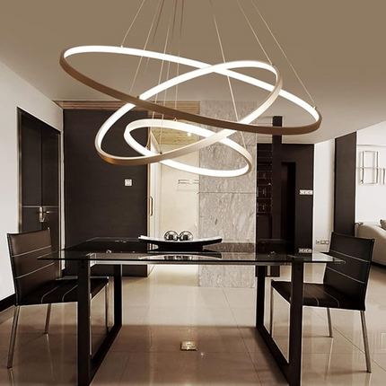 Halo Chandelier with Customizable Concentric Rings | LED Lighting Fixture for Elegant Home Decor