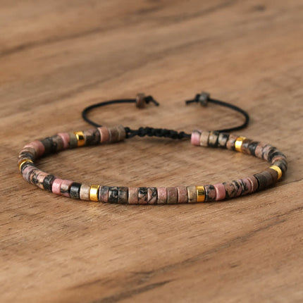 Handmade Beaded Bracelets with Natural Stone, Gemstone Bracelet with Tiny Stone Rollers – image 34