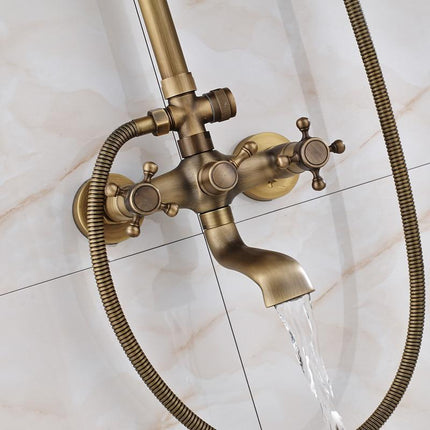 Bathtub Faucet with Hand Shower, Antique Brass Shower Faucet Set – image 4