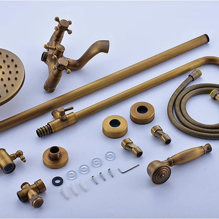 Shower and Tub Faucet Sets with Sliding Bar, Antique Brass Shower Faucet Set – image 9