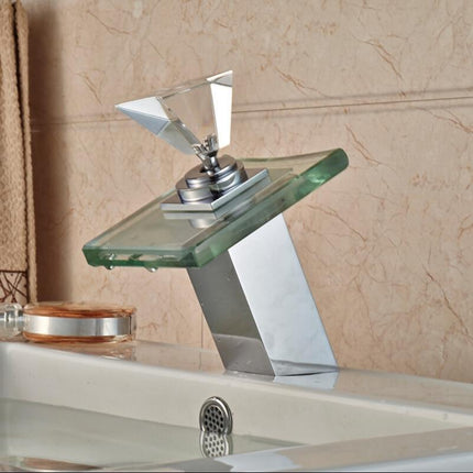 Bathroom Faucet with LED Light, Glass Waterfall Bathroom Faucet – image 4