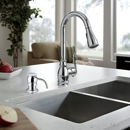 Kitchen Sink Soap Dispenser, Built In Soap Dispenser with Brass Pump and 17 oz Bottle