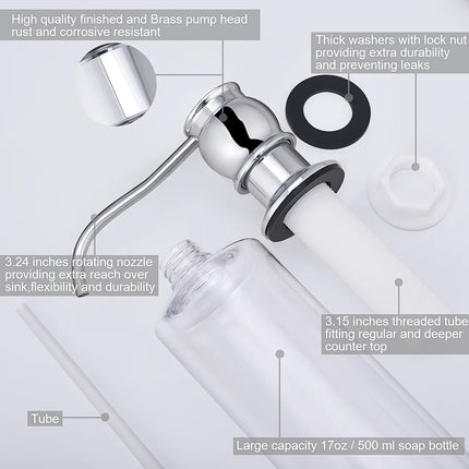 Built In Soap Dispenser with Brass Pump and 17 oz Bottle, Dish Soap Dispenser – image 5