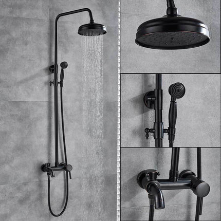 Bathtub Faucet with Handheld Shower, Shower Faucet Set with 8 Inch High Pressure Shower Head, Wall Mounted Tub Filler