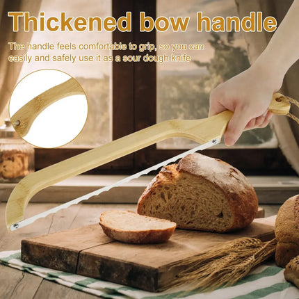 Serrated Bread Knife with Wooden Handle, Stainless Steel Kitchen Knife for Sourdough