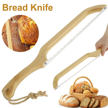 Serrated Bread Knife with Wooden Handle, Stainless Steel Kitchen Knife for Sourdough – image 4