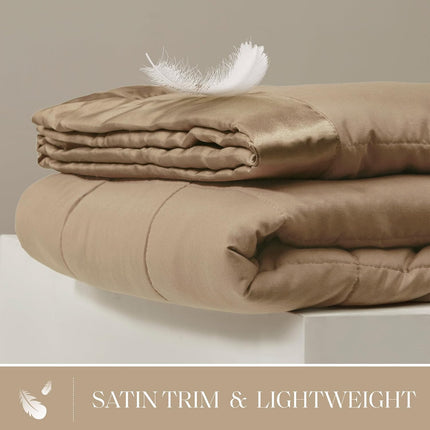 Windom Collection | Down Alternative Blanket with Moisture-Wicking Treatment | Lightweight & Soft Bed Cover for All Seasons, Satin Trim