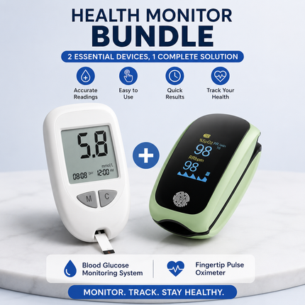 Digital Blood Glucose Device & Oxygen Level Monitor with LED Display | Portable Fingertip Devices for Accurate Health Tracking (Bundle)