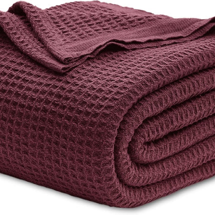 Cozy Haven | 100% Cotton Queen Blanket with Cooling Waffle Weave | Soft & Breathable for Summer Comfort