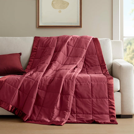 Windom Collection | Down Alternative Blanket with Moisture-Wicking Treatment | Lightweight & Soft Bed Cover for All Seasons, Satin Trim