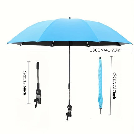 Clip On Outdoor Umbrella, Beach Chair Umbrella with 360 Degree Rotation, Sun Umbrella for Camping Chair and Golf Cart