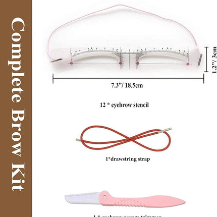 Eyebrow Stencil Set with 12 Shapes and Elastic Strap, Brow Stencils