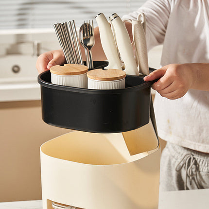 360° Rotating Utensil Holder with 4 Compartments | Durable Organizer for Effortless Kitchen Access