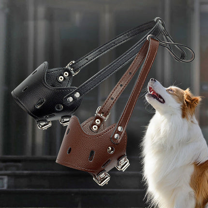 Leather Dog Muzzle with Adjustable Straps | Comfortable & Breathable for Long-Snout Breeds