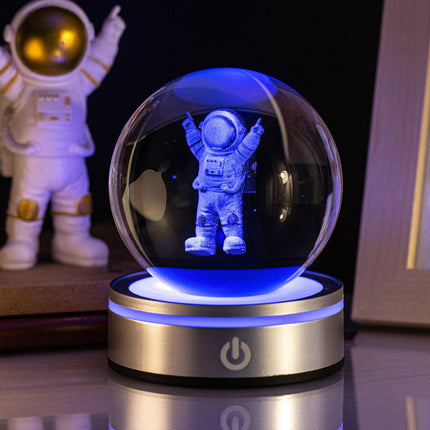 3D Carved Crystal Ball Night Lamp with USB Plug-In | Modern Home Decor for Warm Atmosphere