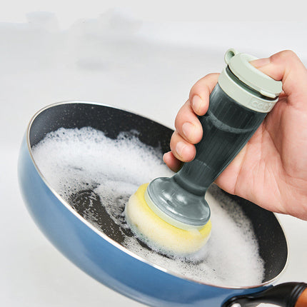 Dish Scrub Brush with Soap Dispenser for Effortless Cleaning | Ergonomic Design for Non-Stick Cookware