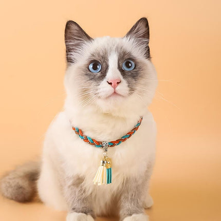 Adjustable Colorblock Cat Collar in Korean Velvet & Silk | Stylish Accessory for Personalized Pet Fashion