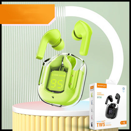 Mini Transparent Wireless Bluetooth Headset with LED Power Display | Noise Reduction for Ultimate Music Freedom