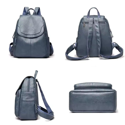 Urban Chic | Anti-Theft Leather Backpack for Women with Concealed Zippers | Stylish and Secure for Daily Use